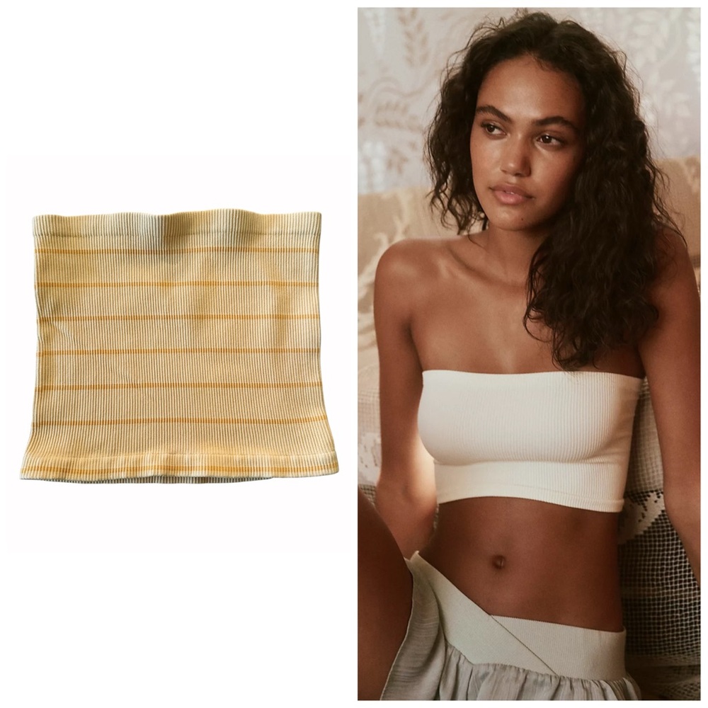 Free People Intimately Free Adrienne Bandeau Orange Striped NWOT L/XL